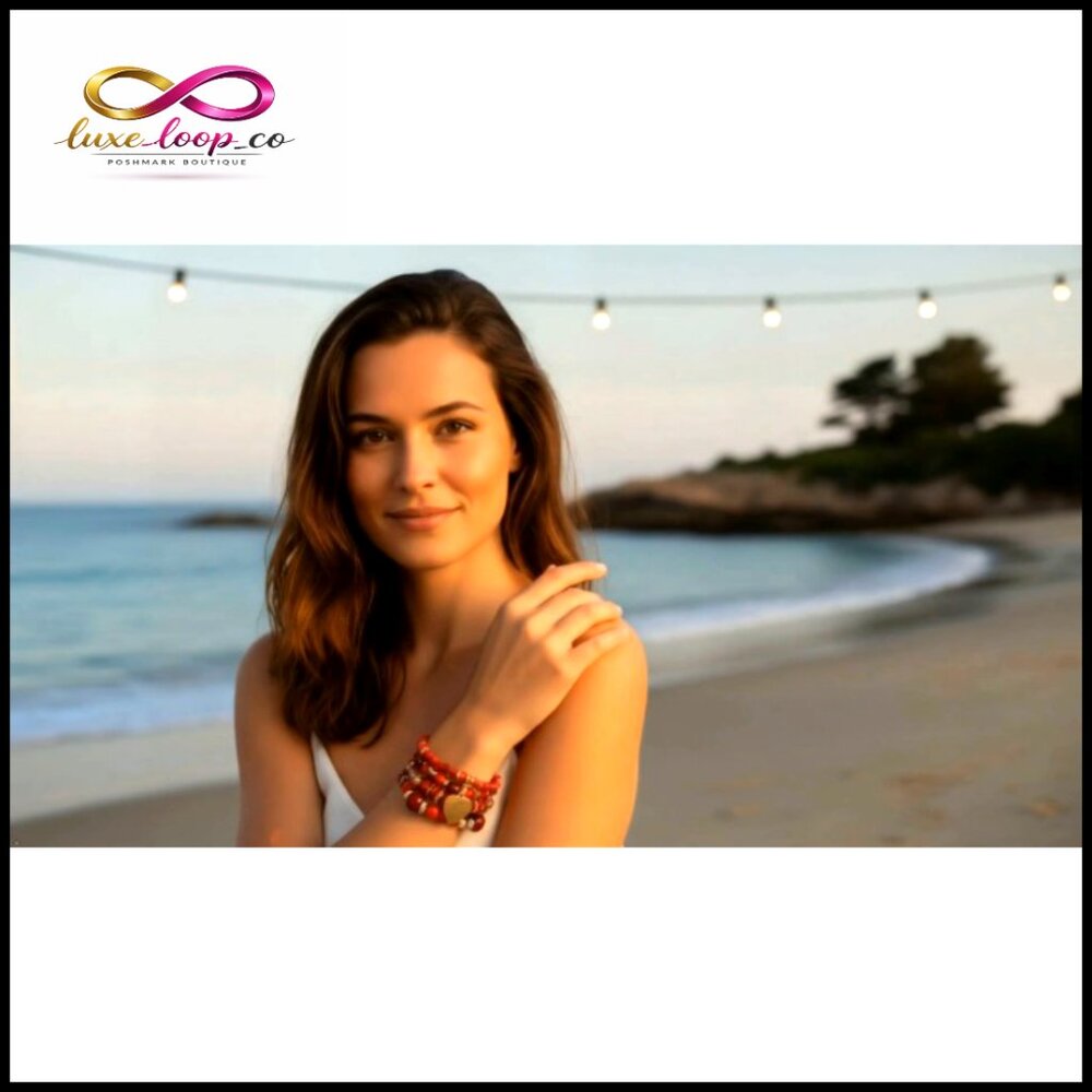 Stackable Stretch Beaded Bracelets With Heart Cha… - image 7